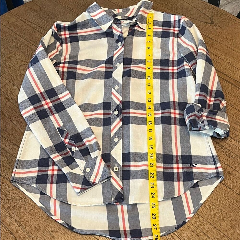 Vineyard Vines Womens Plaid Button Down Shirt Navy Red Cream Long Sleeve Size 2 - Picture 7 of 8